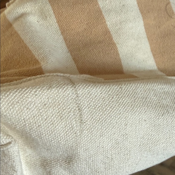 Summer Fridays Beige & White Striped Canvas Tote Bag - Picture 5 of 8